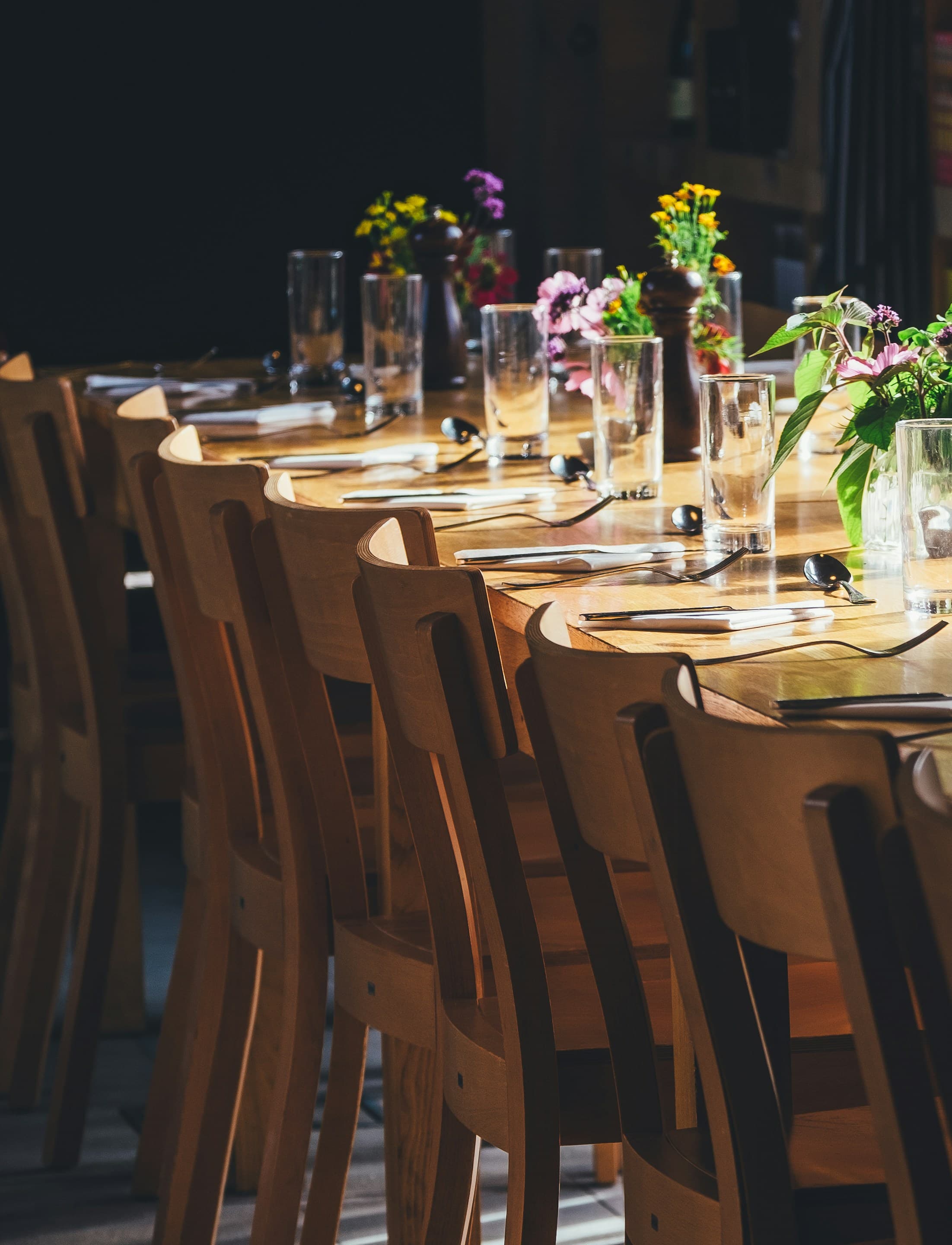 Corporate dining table set for a private event